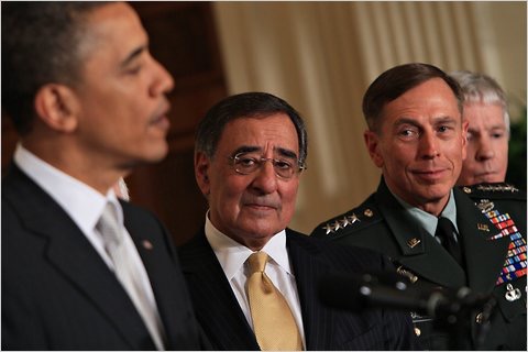 00.56.32 appointed Leon Panetta, center, director of the Central Intelligence Agency, as secretary of defense, and Gen. David Petraeus as head of the C.I.A, caucus-obama-panetta-petraeus-blog480