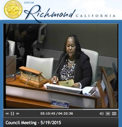 20150519 Richmond, CA City Council Meeting – Resolution I-1 Passed Banning Space-Based Weapons