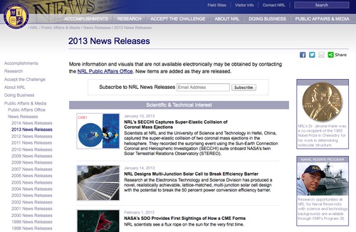 Naval Research Laboratory, News Releases Cover