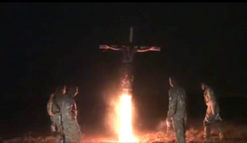 Pic 1. 27_cropped. 20150425 BATALLION AZOV Crucifixtion w. Cross Burning !!! 18+ !!!.screenflow