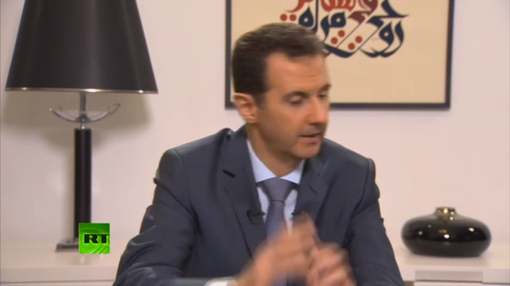 Pic 7. Assad’s ISIS Interview, ‘West Crying for Refugees with One Eye, Aiming Gun with the Other’’