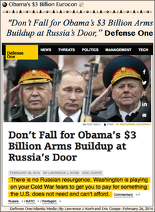 TITLE- 20160226 Don’t Fall for Obama’s $3 Billion Arms Buildup at Russia’s Door,” Defense One